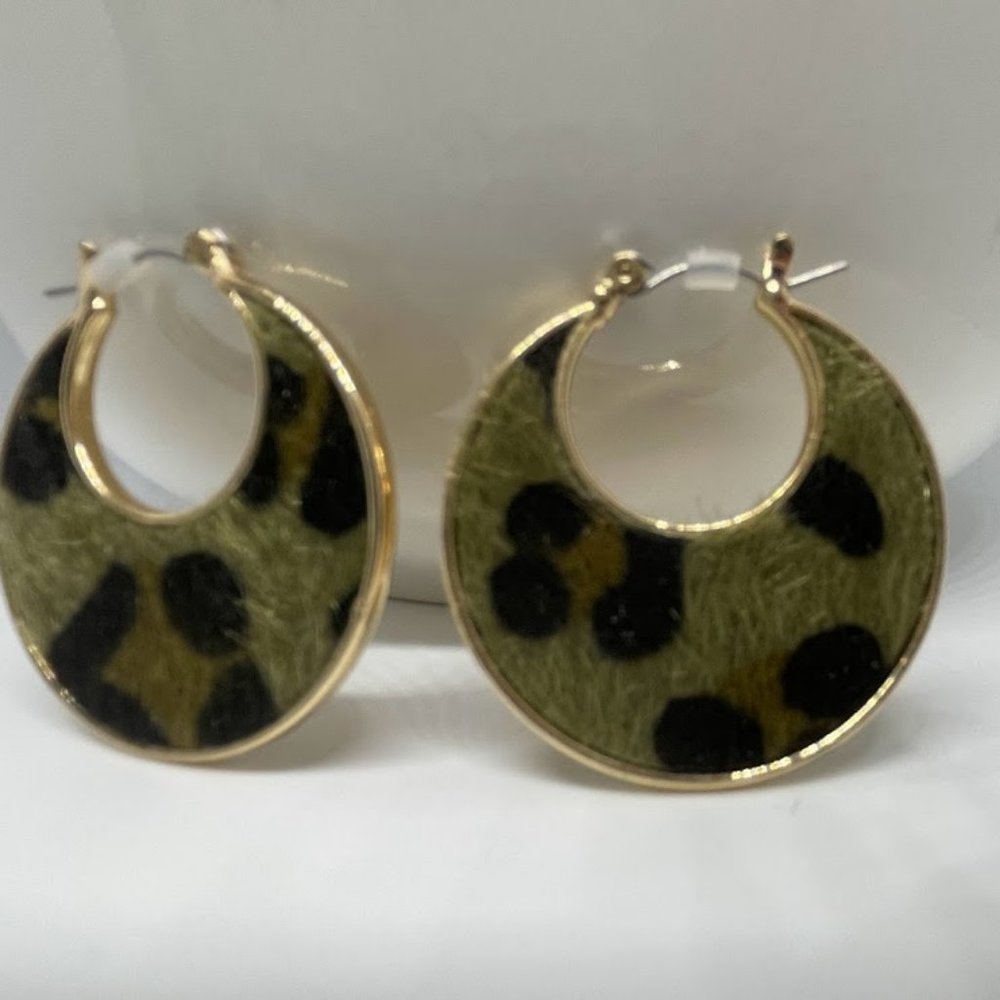 Sage Green & Gold Cheetah Earrings